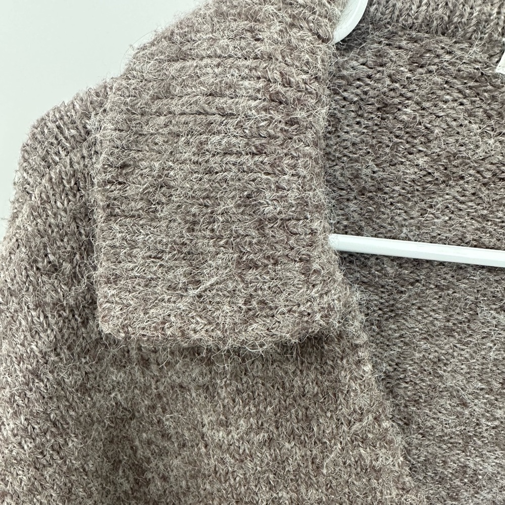 OAK + FORT Brown Collared V‑Neck Sweater - Picture 3 of 6